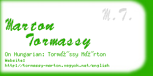marton tormassy business card